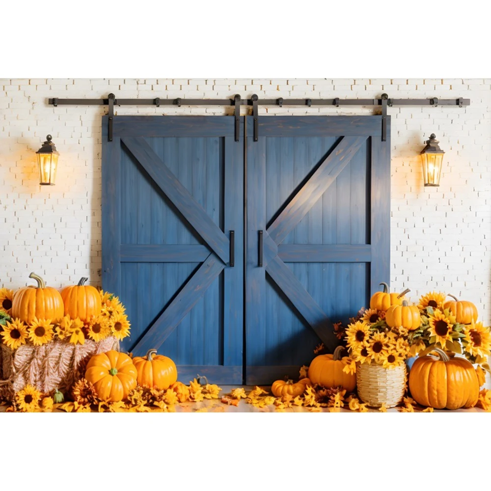 Toile De Fond De Grange De Ferme D'automne Pour Photographie, Citrouille, Feuilles D'érable, Tournesol, Récolte D'automne, Décoration De Fête D'anniversaire D' Enfants, Bannière De 1,5 X 0,9 M