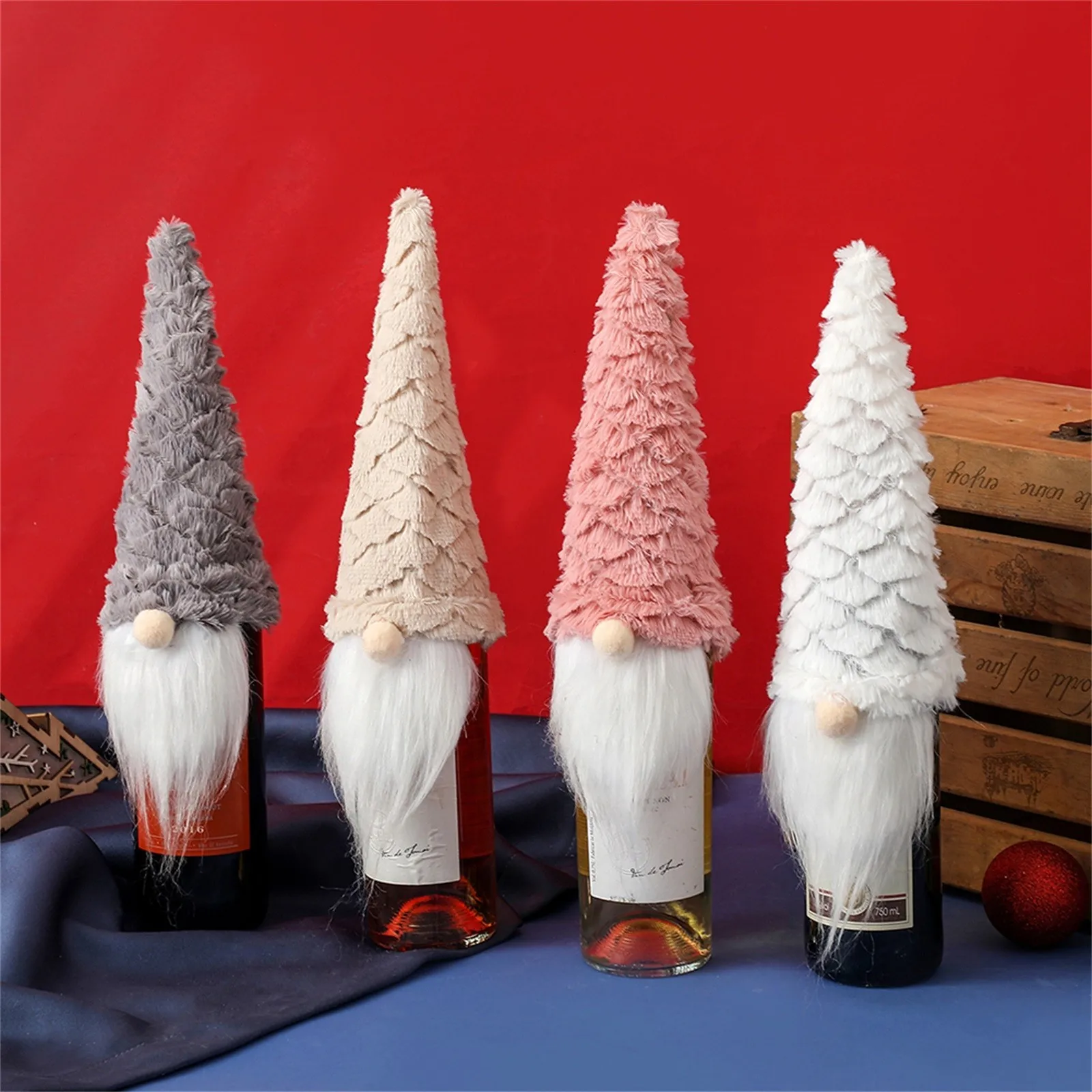 Wine Bottle Cover Christmas Gnome Faceless Doll Champagne Bottle Cover Decoration