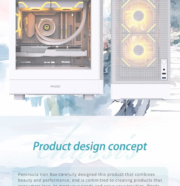 Computer Case Desktop DIY Itx Case Side Transparent Tempered Glass Water-cooled Gabinete PcM-ATX Case Gabinete Gamer 3