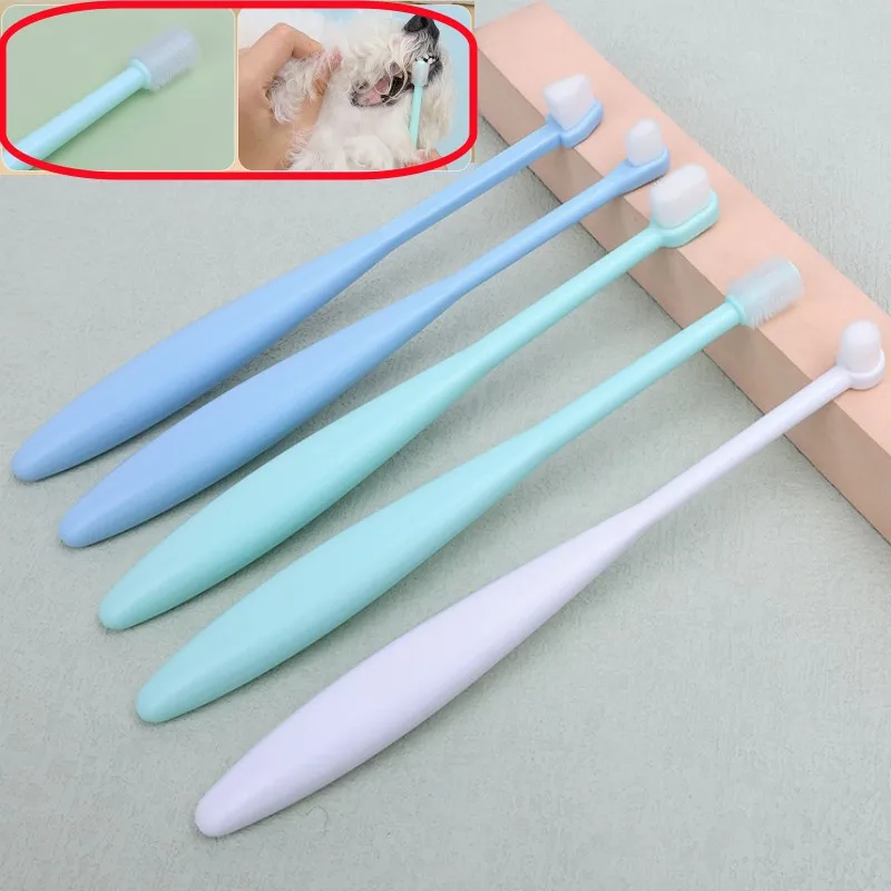 Dog Toothbrush Dog Teeth Cleaning 360 Degrees Brush for Dogs Cat Oral Cleaning Soft Hair Pet Toothbrushes Long Handle Dogs Brush