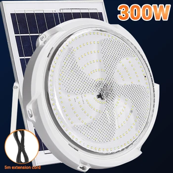300/200/100W LED 태양 천장 조명 펜던트 조명 야외 실내 태양광 램프 정원 장식용 라인 복도 조명, 태양광 천장 조명 펜던트 조명
