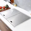 Hidden Stainless Steel Kitchen Sinks Modern Kitchen Accessories with Cover Kitchen Sink Dish Drainer Light Luxury Single Tank L 3