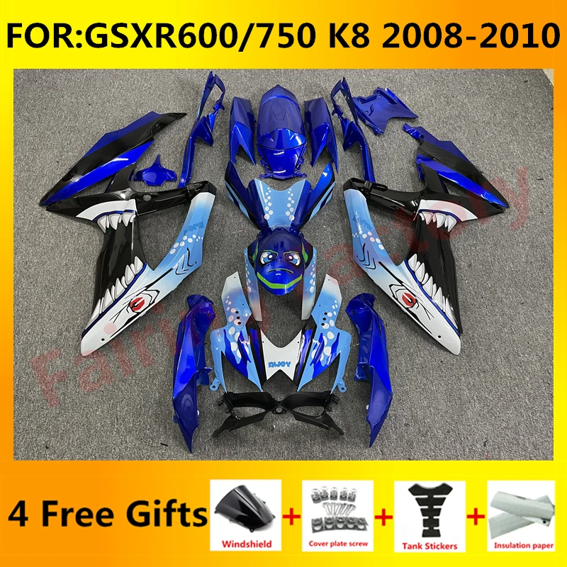 

NEW ABS Motorcycle Whole Fairing kit fit for GSXR600 750 GSXR 600 GSX-R750 K8 2008 2009 2010 full Fairings kits set blue shark