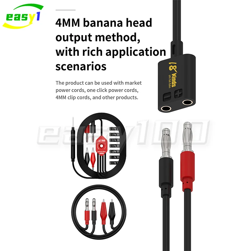 18종 USB-A/타입-C에서 4mm 바나나 플러그 데이터 케이블 20cm 전원 코드 휴대폰 충전 및 수리 도구에 적합