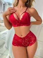 Nouveau ensemble de pyjamas déshabillé en dentelle pour femmes Costumes exotiques nuisette florale transparente Traf et courte Lingerie Sexy chemise de nuit chaude 1