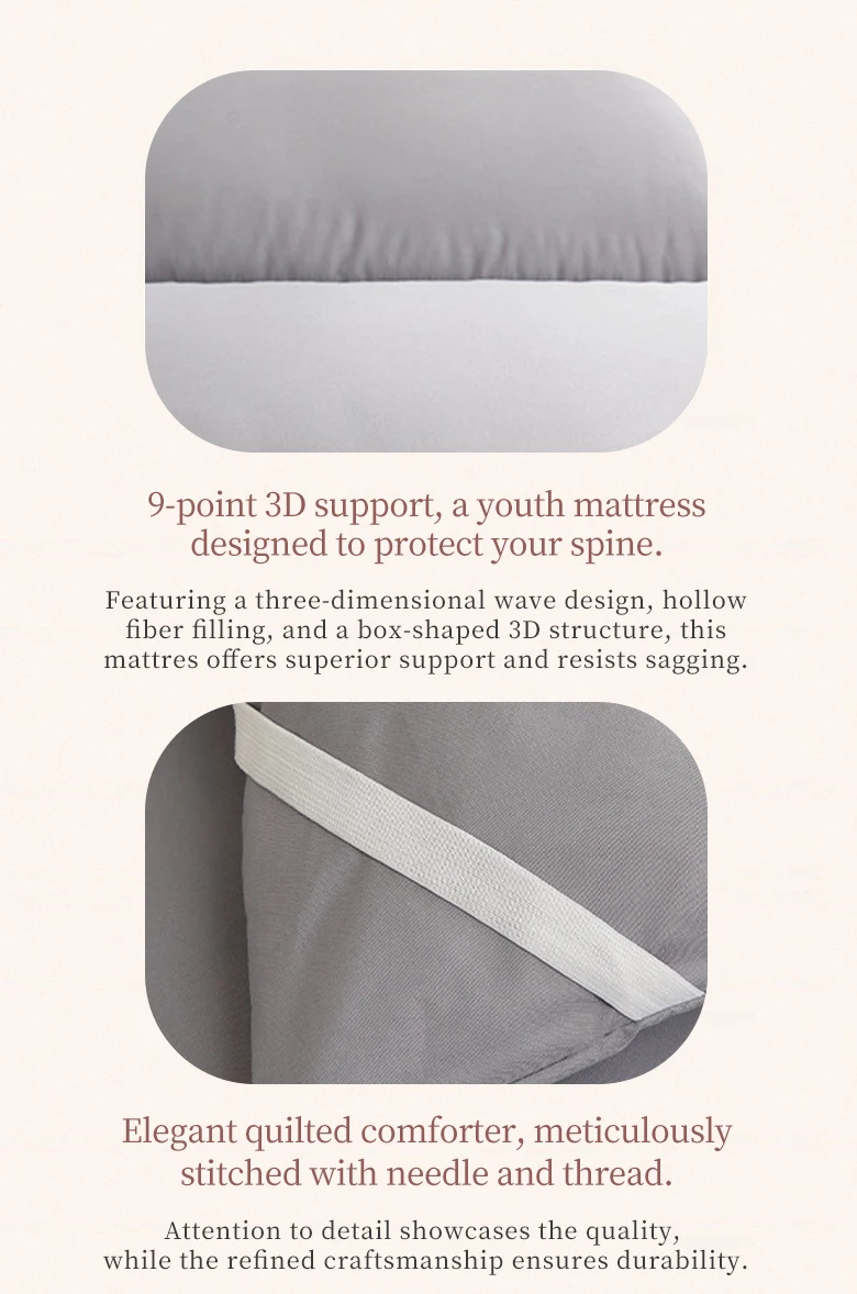 Description Picture 6 of itemPortable Foldable Bed Mattress Comfortable Floor Mat Soft Single Person Thickened Soybean Fiber Three-dimensional Mattress