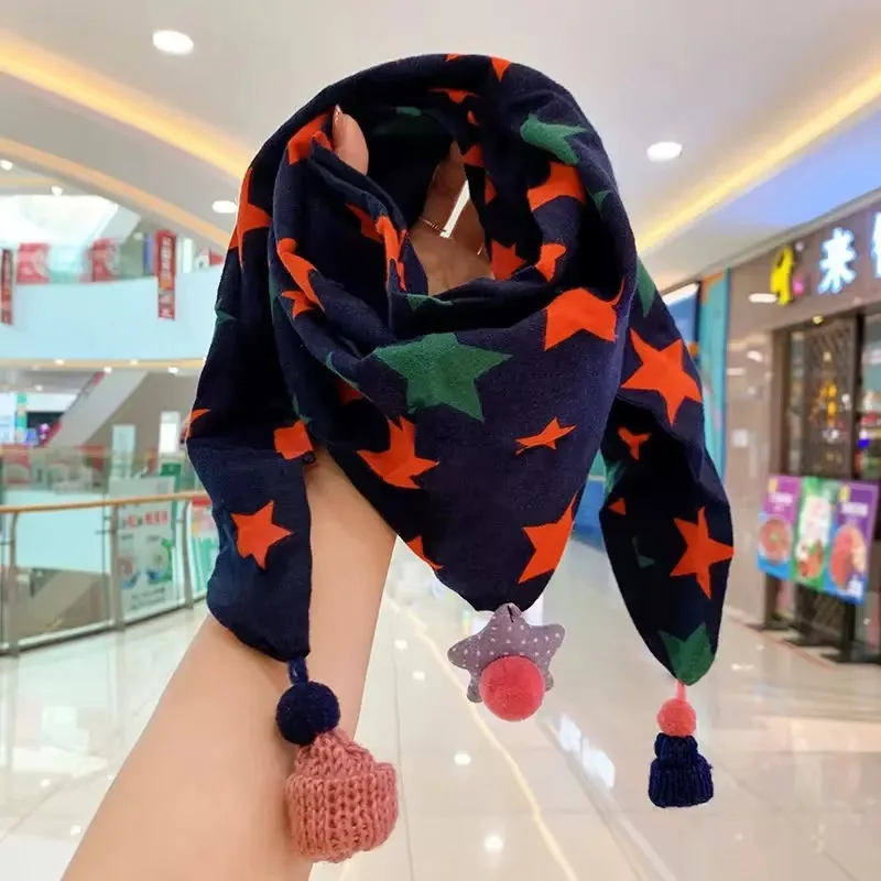 Autumn Winter Warm Triangle Baby Scarf Outdoor Windproof Cotton Neckerchief Kids Mouth Towel For Boys Girls Children's Scarf