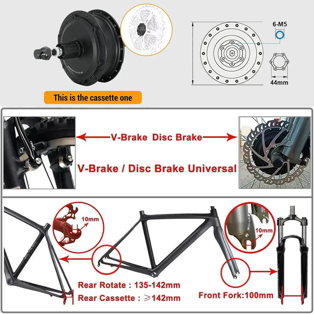 Kit Conversion Vélo Électrique Moteur Arrière 350W Cassette