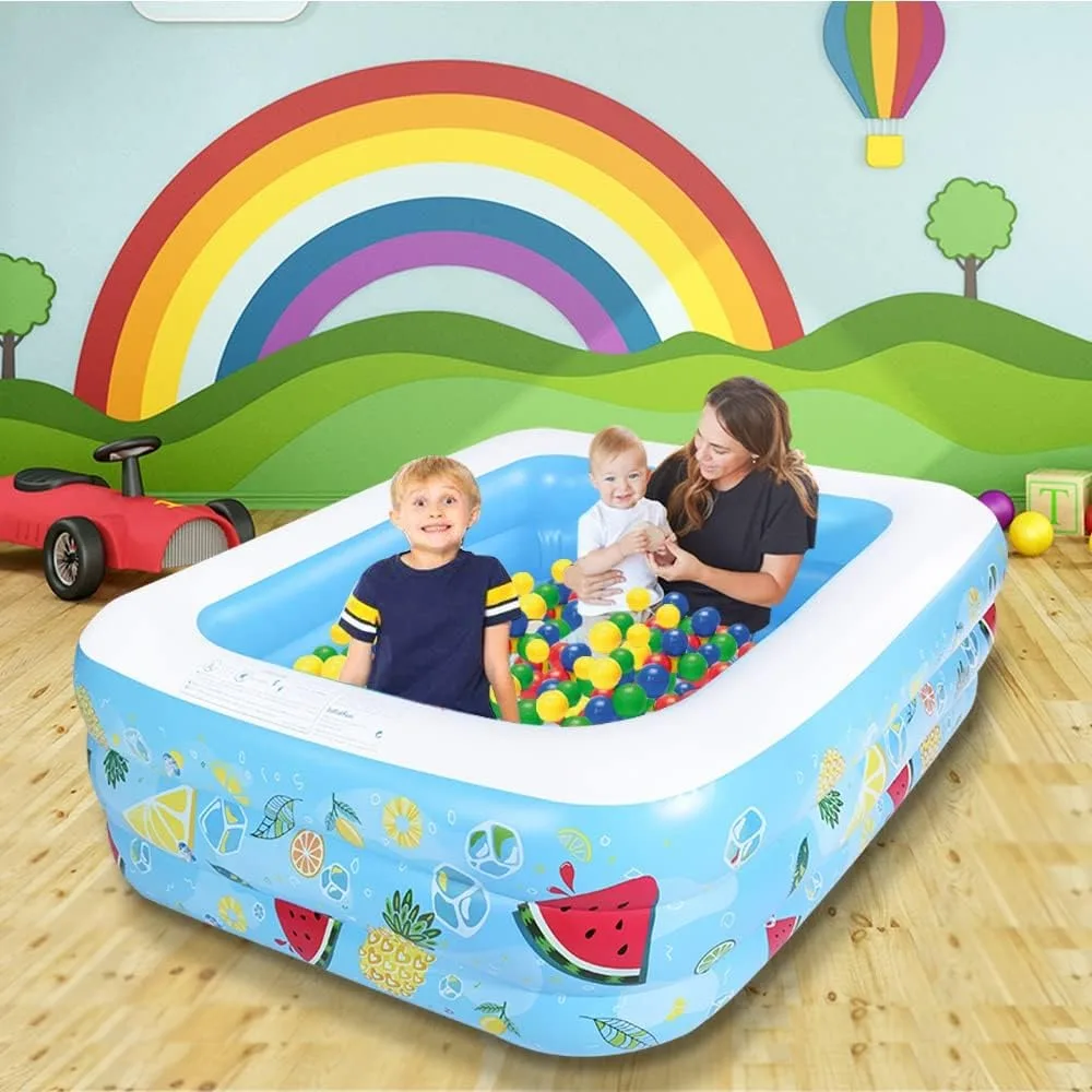 Kiddie Pool, 72"&times;58"&times;22" Inflatable with Inflatable Soft Floor, Cool Summer Swimming for Kids and Family, Blow Up