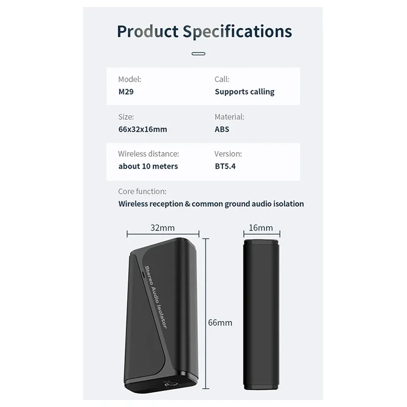 New M29 Audio Ground Isolator 5.4 Bluetooth Receiver Common Ground Noise Filter Stereo Current Noise Eliminator