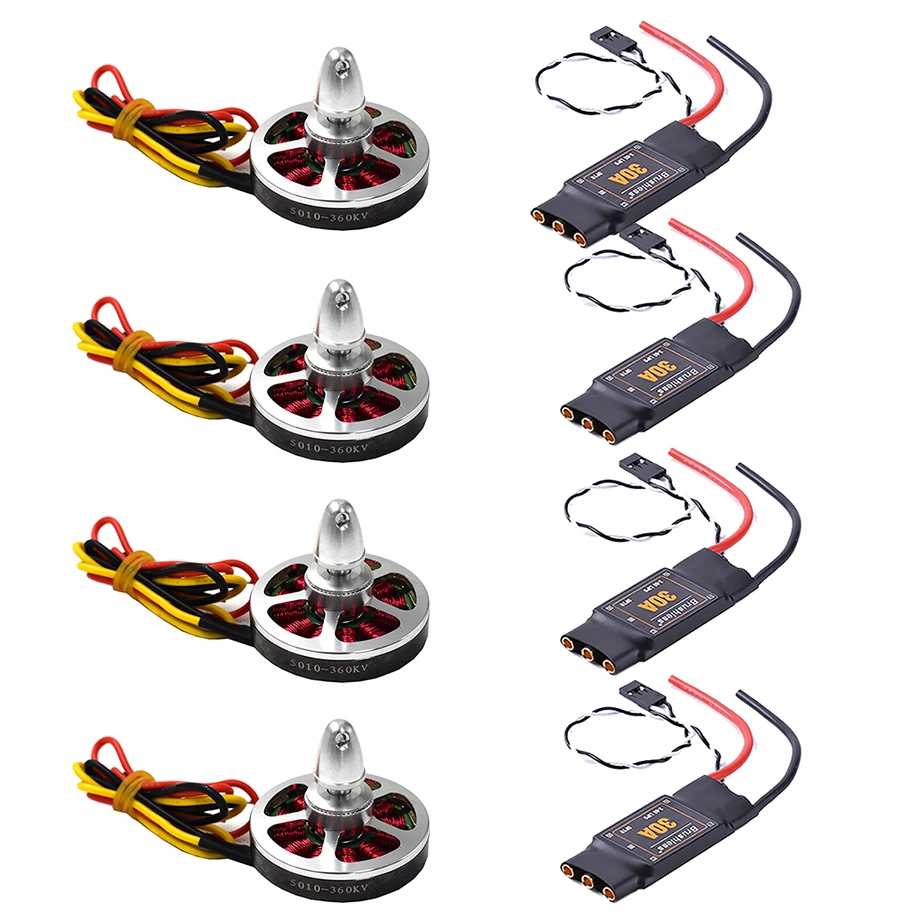 

4Pcs Brushess 30A ESC OPTO 2-4S and 4Pcs 5010 360KV/750kv High Torque Brushless Motors for F550 ZD550 ZD850