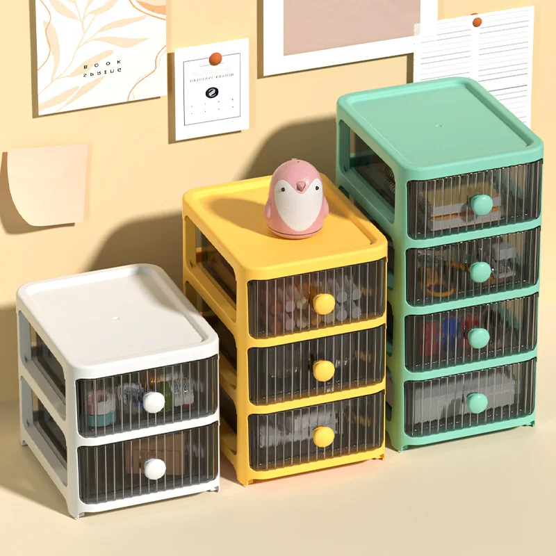 Desktop multi-layer cosmetics storage box, office storage cabinet, drawer style student dormitory stationery storage cabinet,