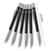 Full Black Metal Mechanical Pencils Set HB Leads 0.3 0.5 0.7 0.9 1.3 2.0mm Retractable Sketch Pencil with Eraser School Supplies 6