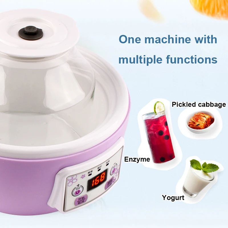 DMWD Electric Yogurt Maker Multifunction Natto Leben Fermenter Automatic Rice Wine Fruit Enzyme Machine 2L Yoghurt Glass Liner