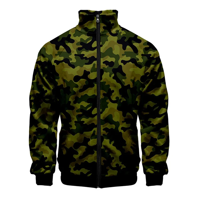 thumbnail image 1 of Chaqueta con estampado 3D de camuflaje para hombre, abrigo deportivo de calle de gran tamaño, chaqueta con cremallera para primavera y otoño, 1 of 4
