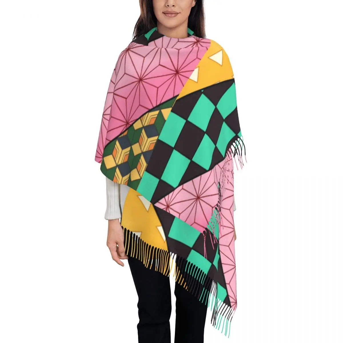 Bufanda Sencilla Con Estampado De Anacardo Y Bloques De | Cuotas Sin Interés