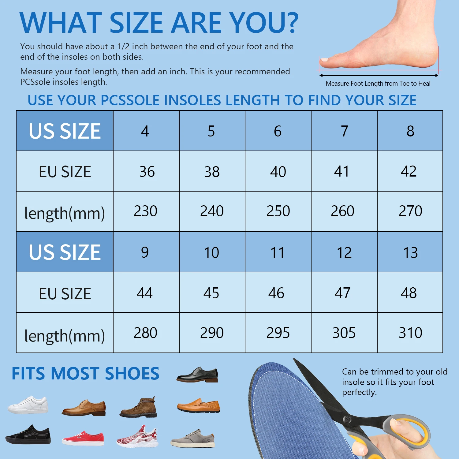 PCSsole High Arch Support Leather Shoe Inserts, Odor Control Replacement Insoles, Thin Orthotic Comfort Insoles for Flat feet