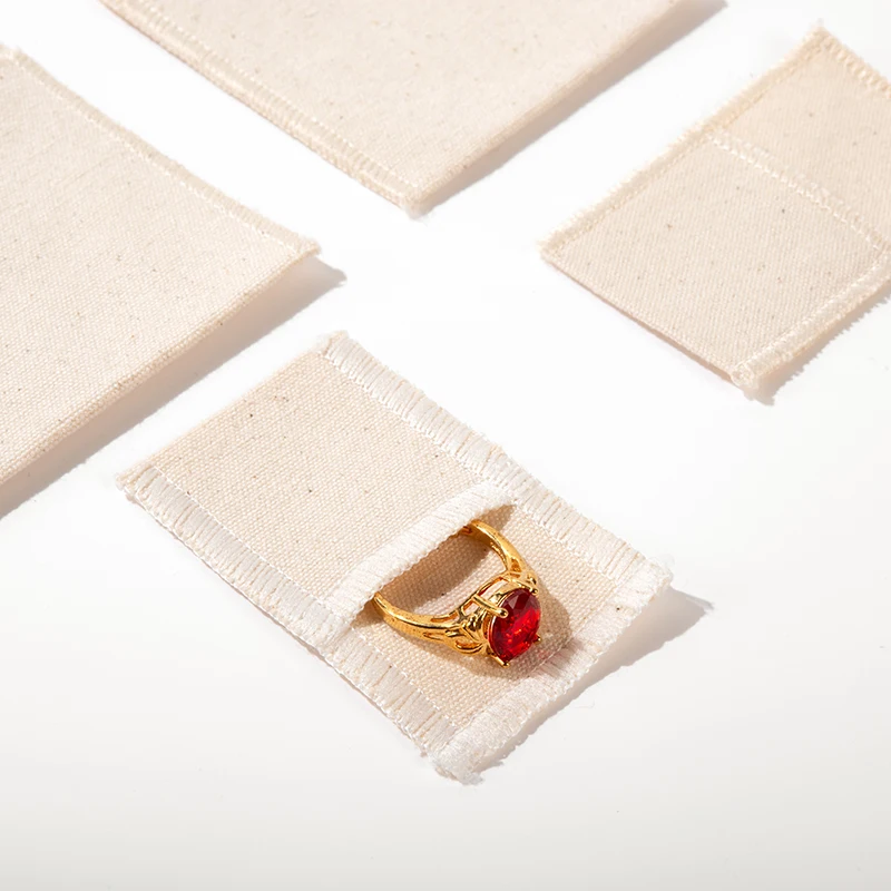 Custom Earring Ring Necklace Bracelet Packaging 8x10cm 10x10cm 14x14cm  20x15cm Organic Cotton Jewelry Pouch Bag