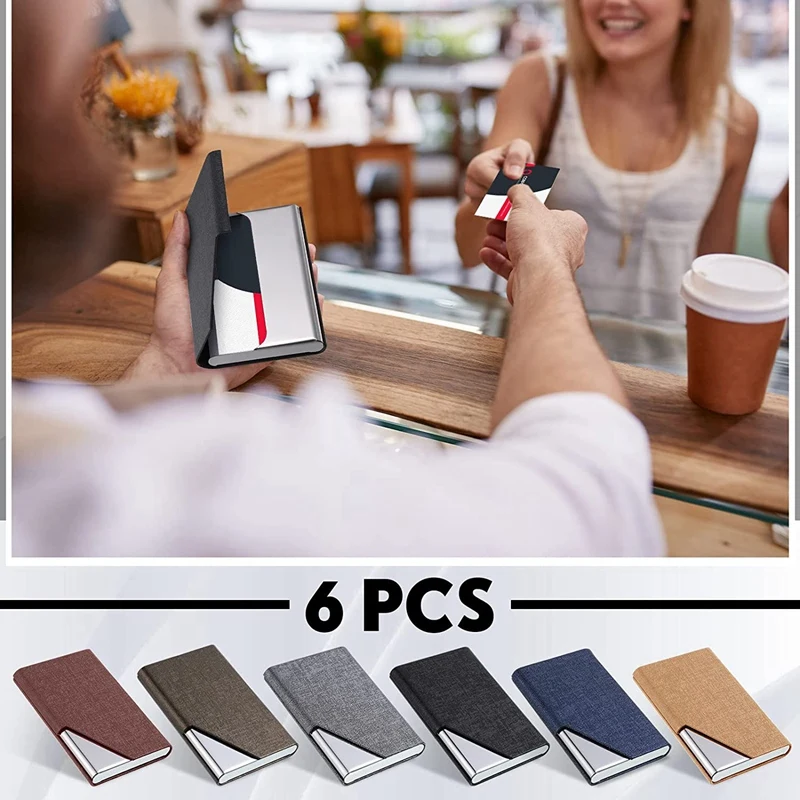 마그네틱 PU 가죽 스테인레스 스틸 비즈니스 카드홀더, 명함 케이스, 하드 카드 지갑, 6 개