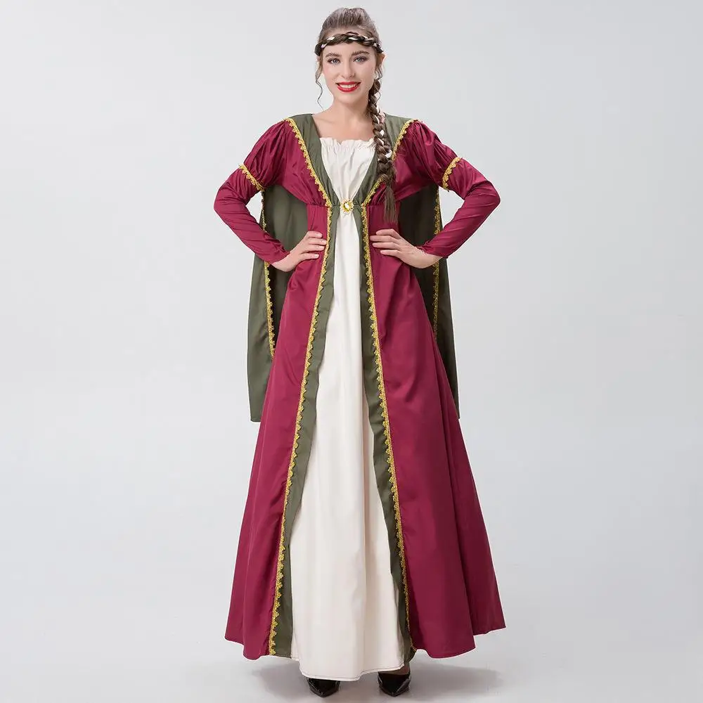 

Halloween Cosplay Medieval Queen Costume Adult Court Queen Dress Stage Costumes