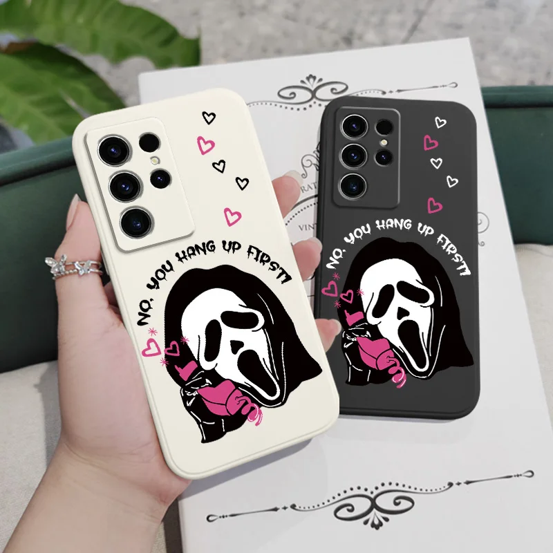 Elegant Ghost Design Phone Case with Telephone Motif