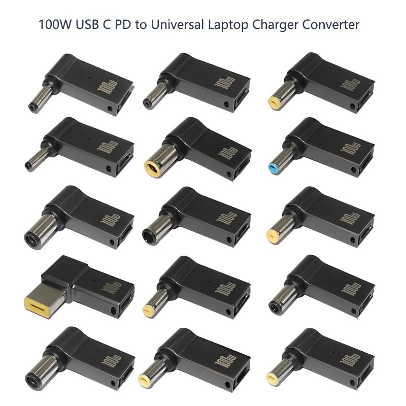 â100W USB Type C Fast Charging Adapter Plug Connector Universal USB C Laptop Charger Converter for Dell Asus Hp Acer Lenovo
