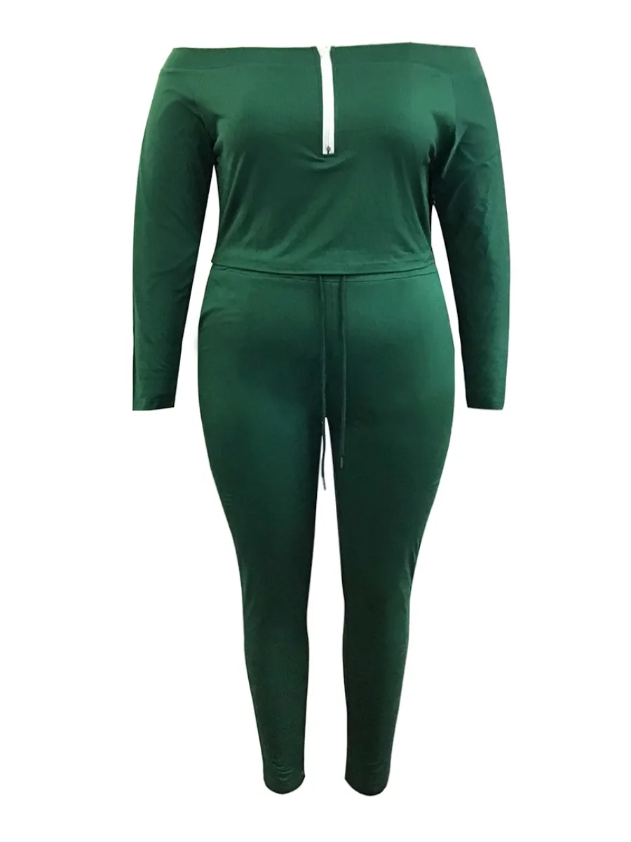 LW Plus Size Two pieces sets Off The Shoulder top + Drawstring Pants Set Spring NEW women's matching sets casual tracksuit set