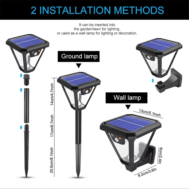 Description Picture 2 of item4000mAh Powerful Outdoor Solar Lights IP65 Waterproof Radar Sensor Solar Lamp 100LED Solar Lawn Light Garden Sunlight Wall Lamp