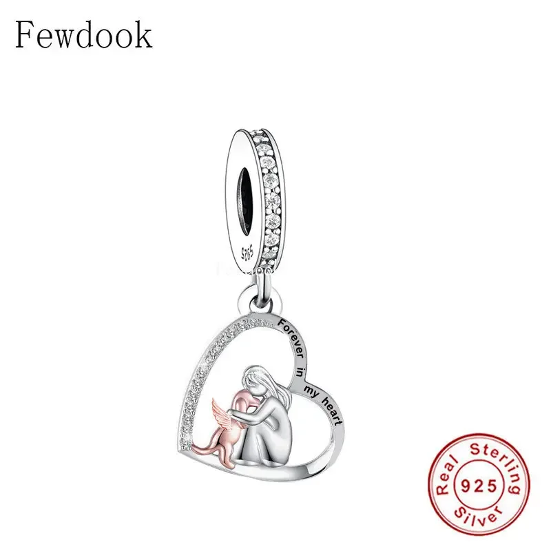 Fit Original Pan Charm Bracelet 925 Silver Moon Angel Dog Pendant Bead For Making Women Memory of My Best Friend Berloque 2023 3