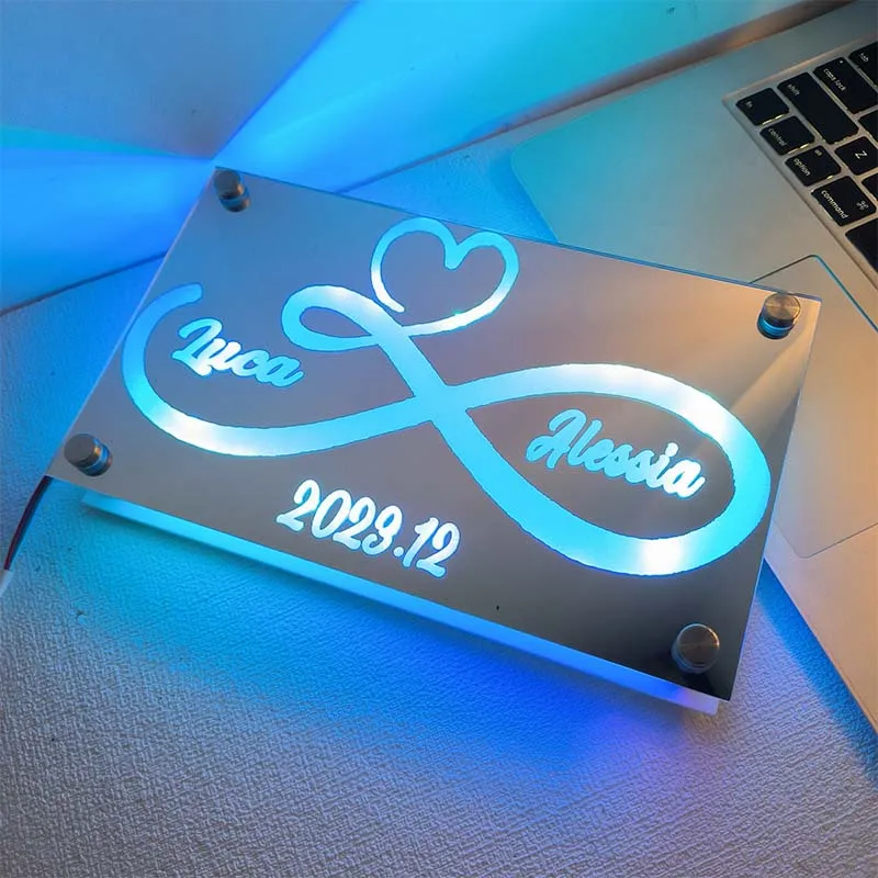 Personalized Infinite Love Couple Mirror Lamp