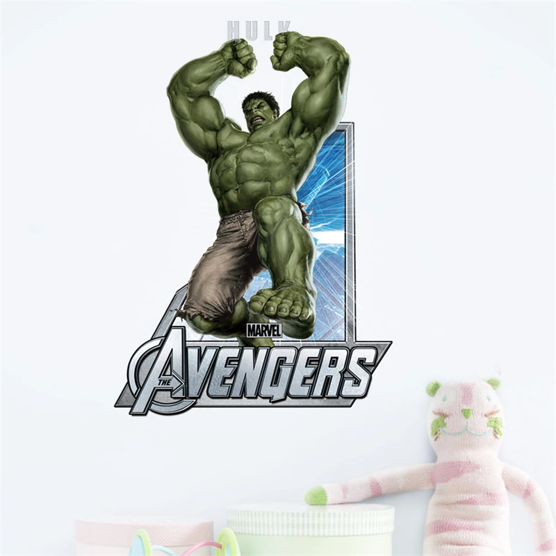 Wall sticker wall stickers 3D Cartoon Hulk Marvel Avengers Wall Stickers For Kids Rooms Living Room Bedroom Wall Decoration SuperHero Movie Poster