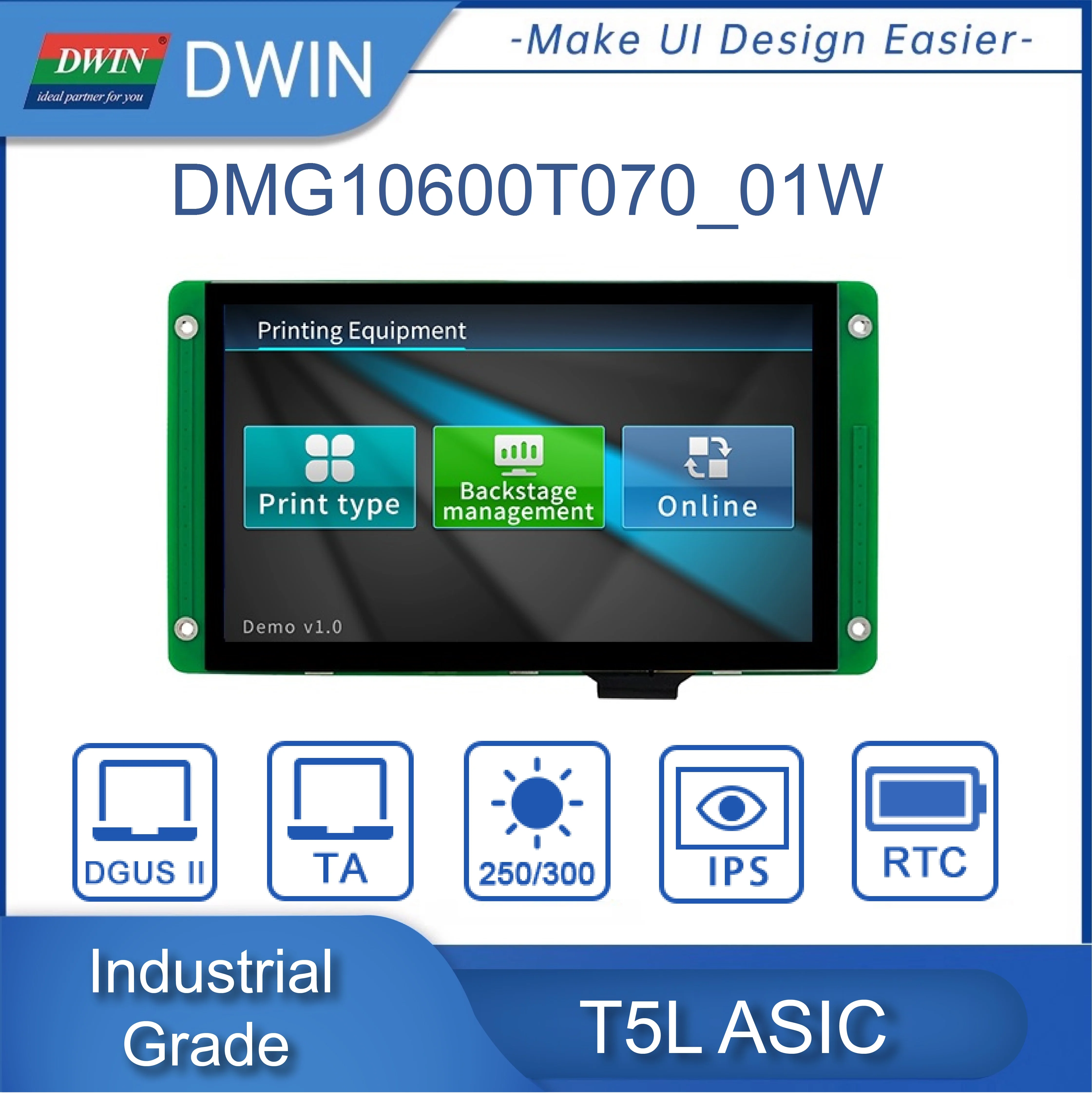 DWIN   ġ LCD ÷ ȭ , TTL RS232 UART  HMI, Arduino ESP32, 7 ġ, 800x480/1024x600