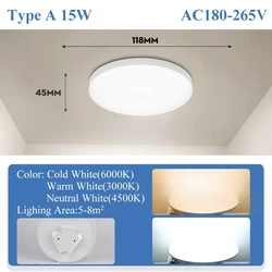 Enhanced LED Ceiling Lamp - Waterproof and Durable, Ideal for Dining, Living Room, and Bedroom Decor, 220V (Neutral Light)