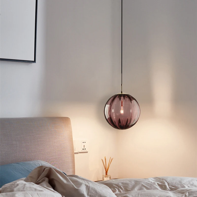 모던 LED 펜던트 조명, 북유럽 유리 볼 행잉 램프, 침실 다이닝 룸 바 장식, 로프트 조명기구, 서스펜션 주방 비품