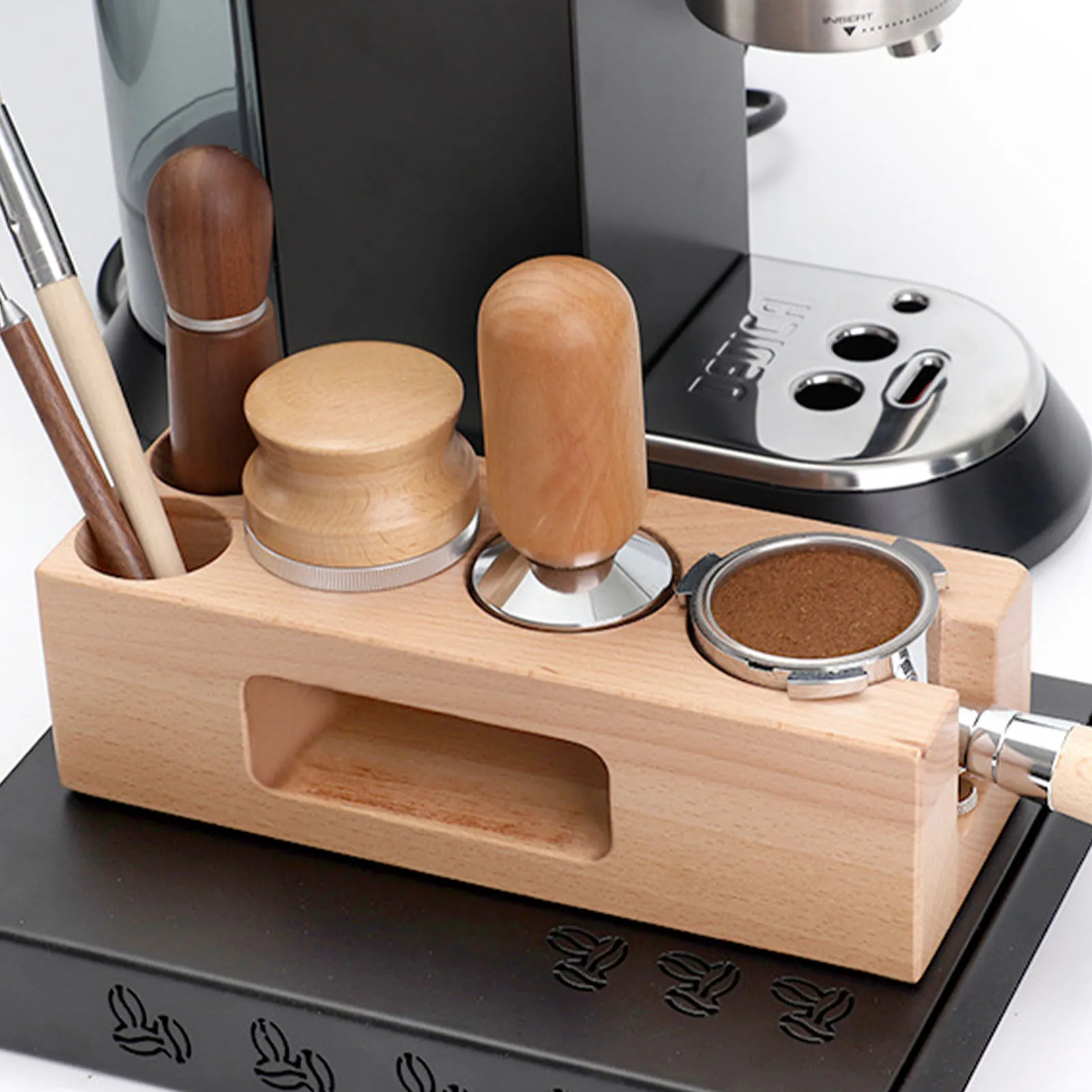 Wooden Coffee Filter Tamper Holder Espresso Tamper Mat Stand Coffee Maker Support Base Rack