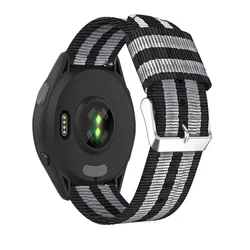Fashionable Canvas Nylon Loop Strap - 22/20mm Adjustable Comfortable Band - Realme Watch S (Black gray)