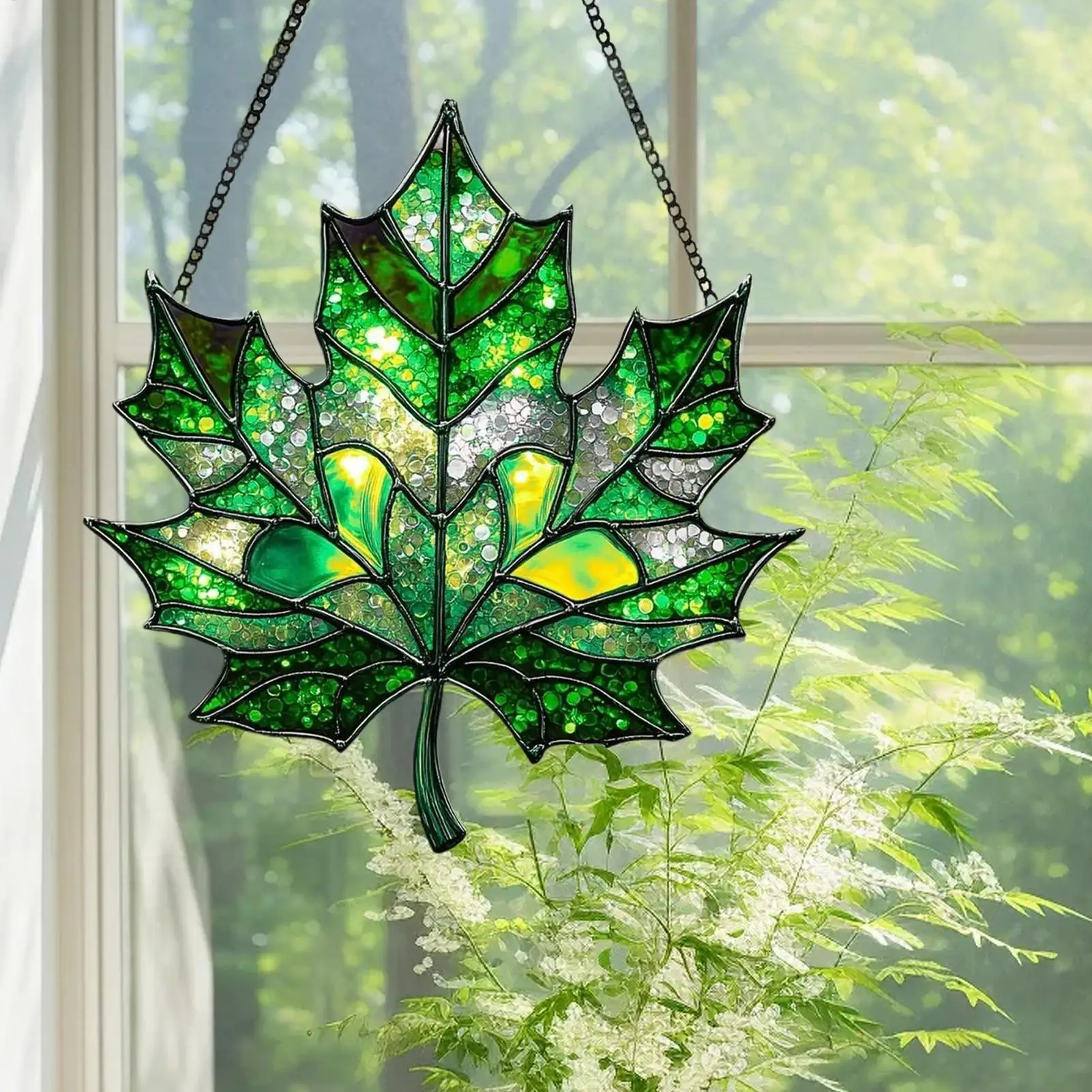 Fall Maple Leaves Acrylic Pendant Sun Catcher 2D Light Catcher For Window Aesthetic Wall Crafts Pendant Thanksgiving Decoration