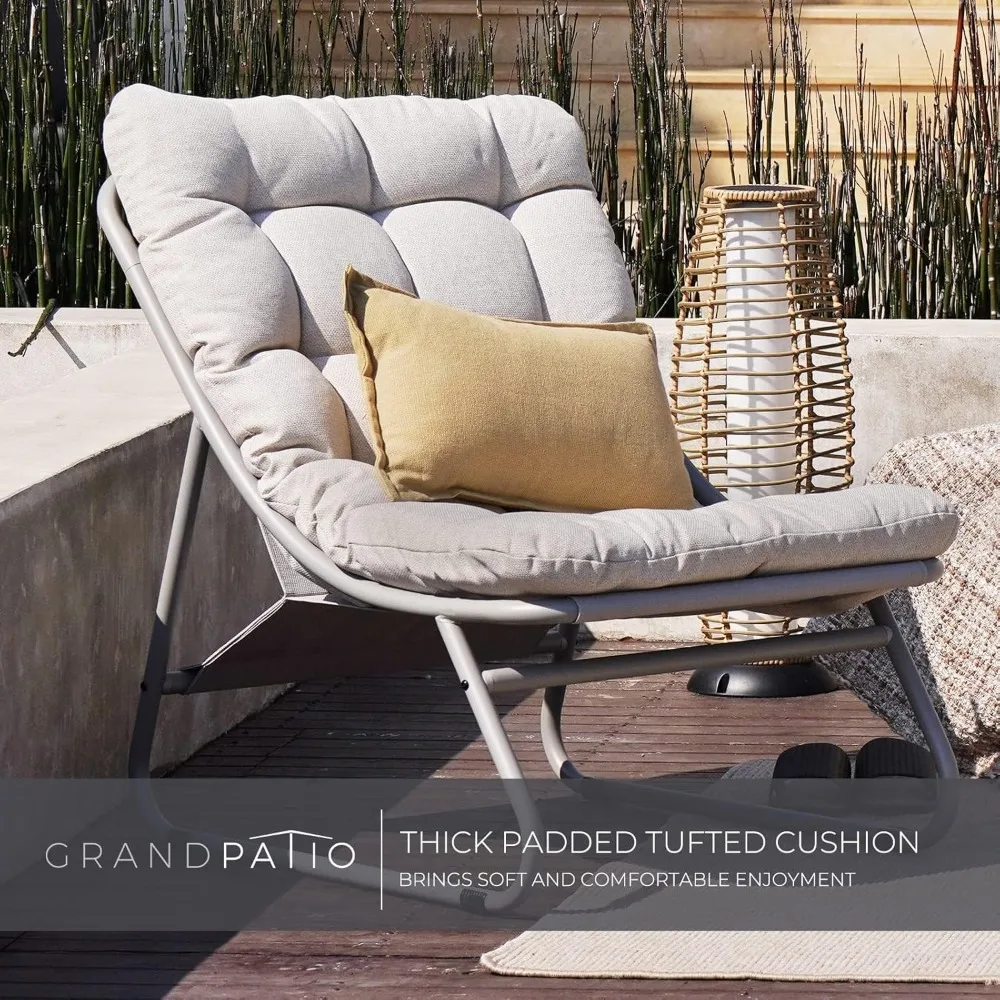 Outdoor Sofa Set, Comfy E-Coated Outdoor Furniture Set for 4 Person with Thick Olefin Cushions, Samba Patio Conversa 4