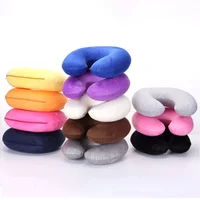 Travel Office Headrest U-shaped Inflatable Short Plush Cover + PVC Inflatable Pillow Pillow Support Cushion Neck Pillow 9 Colors 1