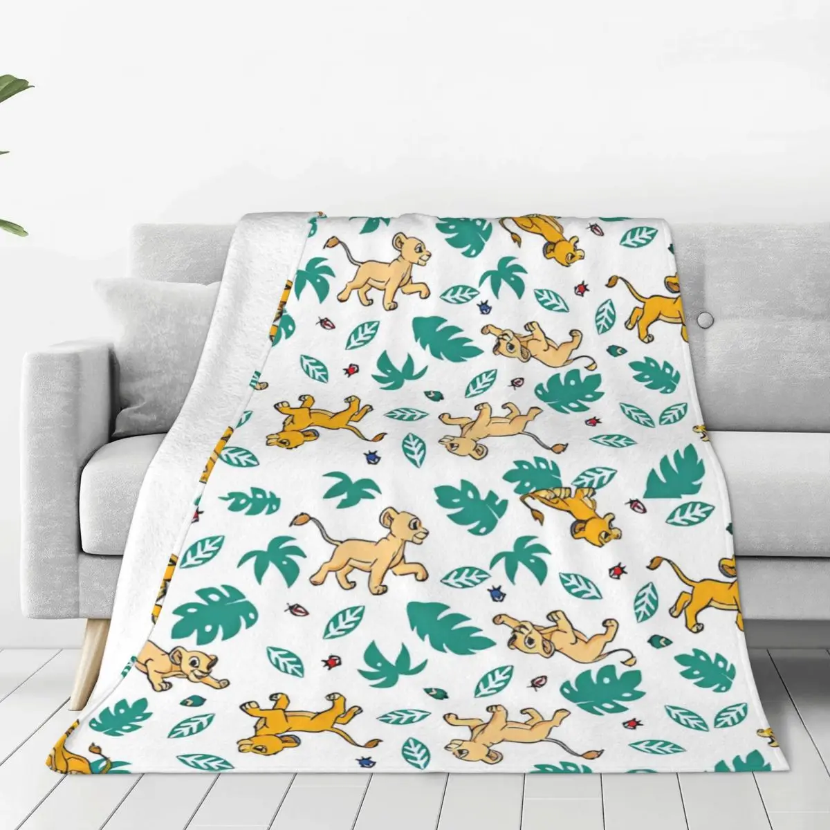 Lion King Simba Cartoon Miniso Soft Warm Blanket Travel Office Plush Bedding Throws Couch Bed Flannel Bedspread Sofa Bed Cover