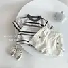 Kids Outdoor Sports Set Boys Girls Summer Short Sleeve T-shirt Shorts Two-piece Set Kids' Casual Striped T-shirt 1-6 Year Set