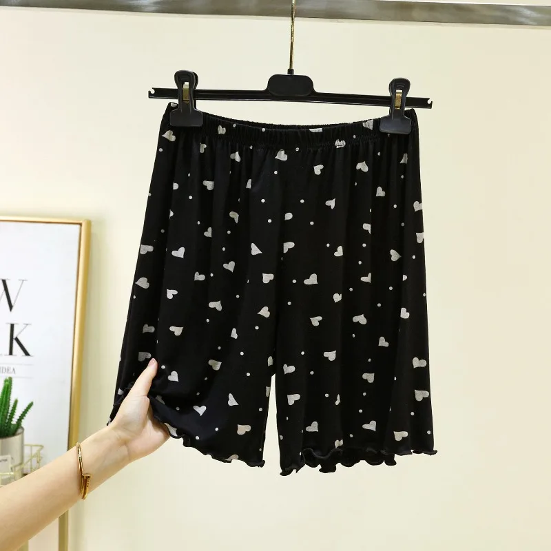 Pantalones cortos holgados para dormir con estampado de corazones para mujer, de modal suave con cintura elástica. Ropa de descanso para mujer, ideal para el verano y el hogar._voghion.com