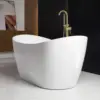 Non-slip bathtub Bathtub Comfortable chic design easy to maintain durable solid brass brushed gold drain modern design bathtub 5