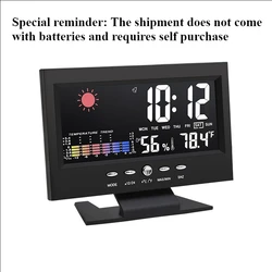Digital Alarm Clock with Weather Station and LED Display, USB - Powered, Sound Control (Black)