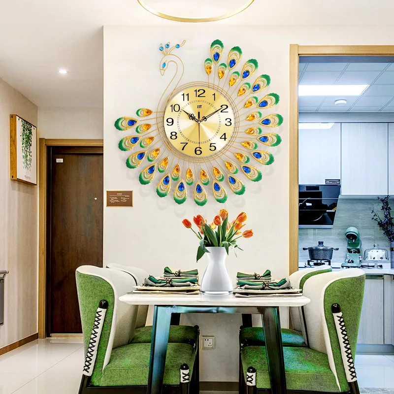 Clocks And Watches Products Contracted Peacock Creative Living Room Wall Clock Home Decorative |