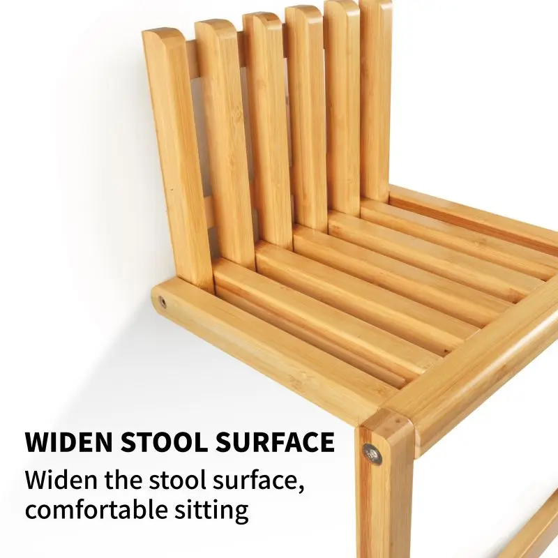 Wall Mounted Folding Chair Bamboo Porch Chair Door Shoe Hidden