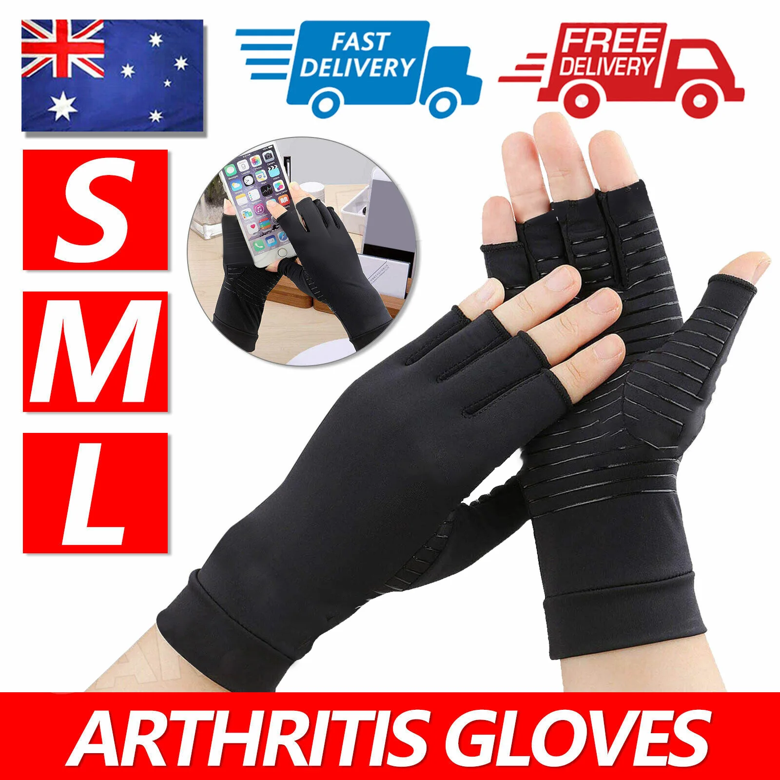 

Half Finger Copper Arthritis Compression Gloves for Women Men Hand Pain Swelling and Carpal Relieve Finger Gloves for Tablets