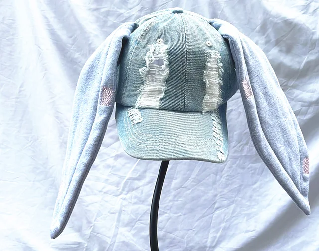 NewJeans MinJi Haerin OMG Stage Long chapeau d'oreille de lapin Y2K Style Denim bleu casquette de Baseball mode Hip-Pop casquette Couple cadeaux d'anniversaire_voghion.com