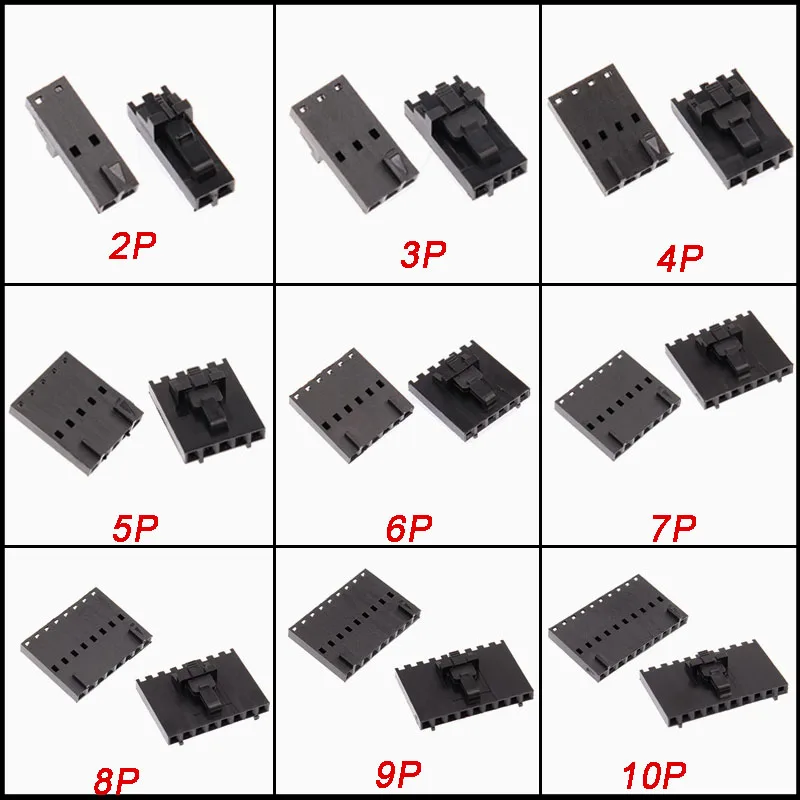 10Pcs MX2.54 Dupont Connector Housing with Lock Buckle Pitch