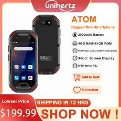 Unihertz Atom Small Rugged Smartphone 4GB 64GB Cellphone P23 16MP 4G 2000mAh Battery 2.45'' Mobile Phone For Spare Phone